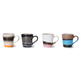 HKliving® - Ceramic 70's Espresso Mugs - Set of 4 (ACE7176)