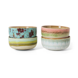 HKliving® - Ceramic 70's Dessert Bowls - Impression - Set of 4 (KST0164)