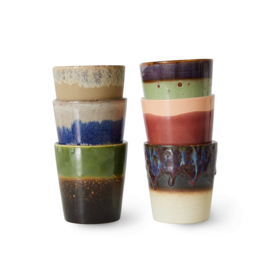 HKliving® - Ceramic 70's Coffee Mugs - Grounding - Set of 6 (ACE7218)