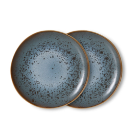 HKliving® - Ceramic 70's Side Plates - Mineral - Set of 2 (KST0211)