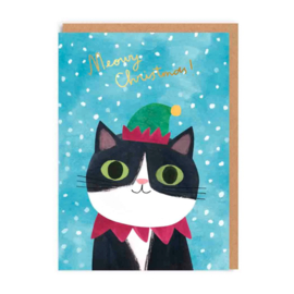 Ohh Deer - Elf Hat Cat Christmas Card