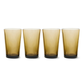 HKliving® - 70s Glassware Tea Glasses - Mud Brown - Set of 4 (AGL4506)