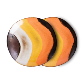 HKliving® - Ceramic 70's Side Plates - Retro Wave - Set of 2 (ACE7180)