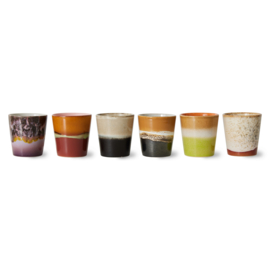 HKliving® - Ceramic 70's Coffee Mugs - Soil - Set of 6 (ACE7222)