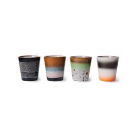 HKliving® - Ceramic 70's Ristretto Mugs - Set of 4 (ACE7175)