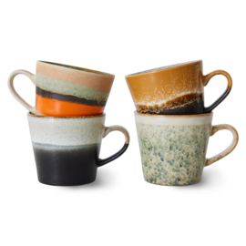 HKliving® - Ceramic 70's Cappuccino Mugs - Verve - Set of 4 (ACE7236)