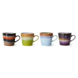 HKliving® - Ceramic 70's Cappuccino Mugs - Solid - Set of 4 (ACE7231)