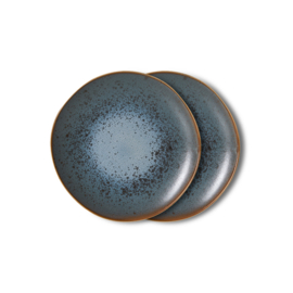 HKliving® - Ceramic 70's Dessert Plates - Mineral - Set of 2 (KST0215)