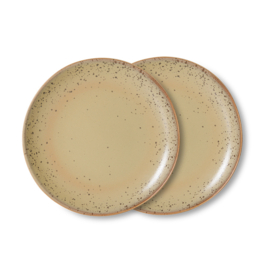 HKliving® - Ceramic 70's Side Plates - Grit - Set of 2 (KST0213)