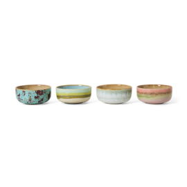 HKliving® - Ceramic 70's Dessert Bowls - Impression - Set of 4 (KST0164)