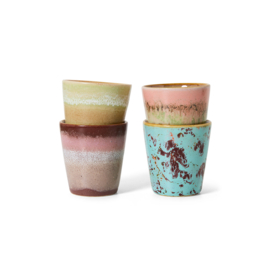 HKliving® - Ceramic 70's Ristretto Mugs - Futurism - Set of 4 (KST0156)