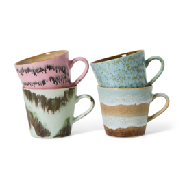 HKliving® - Ceramic 70's Cappuccino Mugs - Dada - Set of 4 (KST0131)