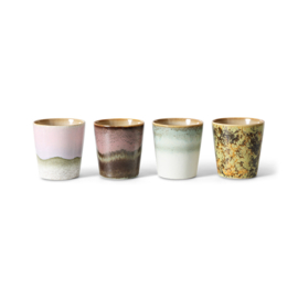 HKliving® - Ceramic 70's Coffee Mugs - Serendipity - Set of 4 (KST0077)