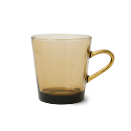 HKliving® - 70s Glassware Coffee Cup - Mud Brown - Per stuk