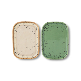 HKliving® - Ceramic 70's Small Trays - Set of 2 - Crayon (KST0200)