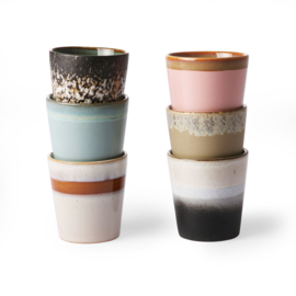 HKliving® - Ceramic 70's Coffee Mugs - Set of 6 (ACE6750)