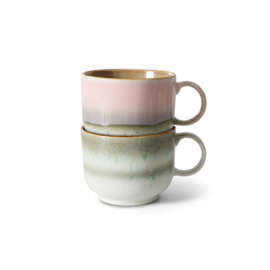 HKliving® - Ceramic 70's Tea Cups - Nova - Set of 2 (KST0069)