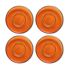 HKliving® - 70s Glassware Saucers - Amber Brown - Set of 4 (AGL4505)