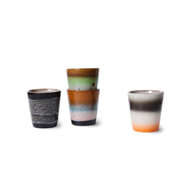 HKliving® - Ceramic 70's Ristretto Mugs - Set of 4 (ACE7175)