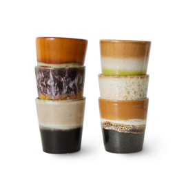 HKliving® - Ceramic 70's Coffee Mugs - Soil - Set of 6 (ACE7222)