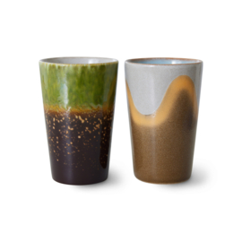 HKliving® - Ceramic 70's Tea Mugs - Fuse - Set of 2 (ACE7249)
