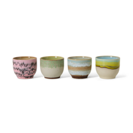 HKliving® - Ceramic 70's Café Cups - Set of 4 - Deco (KST0141)