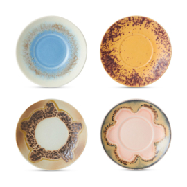 HKliving® - Ceramic 70's Saucers - Set of 4 - Ocean (KST0064)