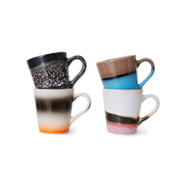 HKliving® - Ceramic 70's Espresso Mugs - Set of 4 (ACE7176)