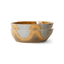 HKliving® - Ceramic 70's Pasta Bowls - Oasis - Set of 2 (ACE7275)