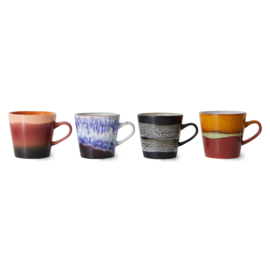 HKliving® - Ceramic 70's Americano Mugs - Friction - Set of 4 (ACE7226)