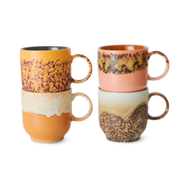 HKliving® - Ceramic 70's Café Mugs - Set of 4 - Cape (KST0006)