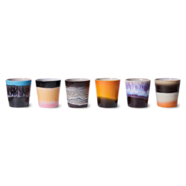 HKliving® - Ceramic 70's Coffee Mugs - Set of 6 (ACE7173)