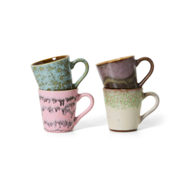 HKliving® - Ceramic 70's Espresso Mugs - Brutalism - Set of 4 (KST0155)