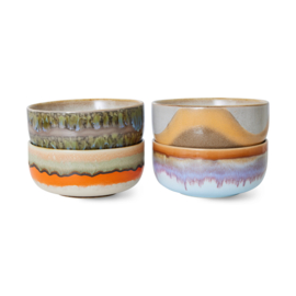 HKliving® - Ceramic 70's Dessert Bowls - Reef - Set of 4 (ACE7259)