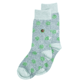 Alfredo Gonzales Sokken - Twisted Wool Dots Grey/Green