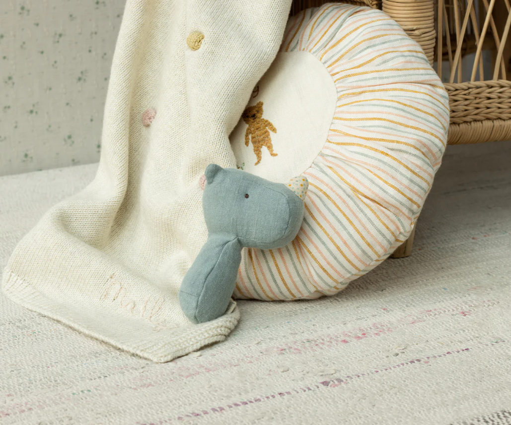 Maileg - Lullaby Friends - Rhino Rattle - Dusty Blue