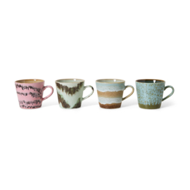 HKliving® - Ceramic 70's Cappuccino Mugs - Dada - Set of 4 (KST0131)