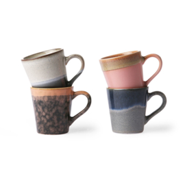 HKliving® - Ceramic 70's Espresso Mugs - Set of 4 (ACE6867)