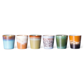 HKliving® - Ceramic 70's Coffee Mugs - Set of 6 (ACE7037)