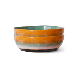 HKliving® - Ceramic 70's Pasta Bowls - Golden Hour - Set of 2 (ACE7274)