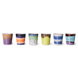 HKliving® - Ceramic 70's Coffee Mugs - Set of 6 (ACE7124)