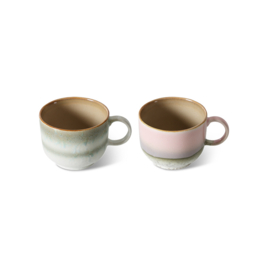 HKliving® - Ceramic 70's Tea Cups - Nova - Set of 2 (KST0069)