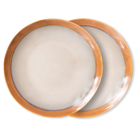 HKliving® - Ceramic 70's Dinner Plates - Earth - Set of 2 (ACE7076)