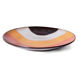 HKliving® - Ceramic 70's Dinner Plates - Retro Wave - Set of 2 (ACE7183)