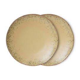 HKliving® - Ceramic 70's Dinner Plates - Grit - Set of 2 (KST0179)