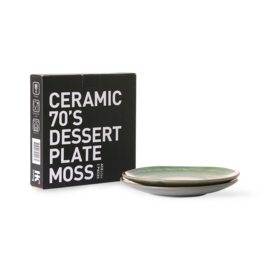 HKliving® - Ceramic 70's Dessert Plates - Moss - Set of 2 (ACE6066)