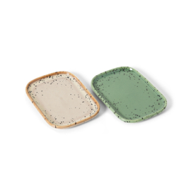 HKliving® - Ceramic 70's Small Trays - Set of 2 - Crayon (KST0200)