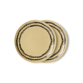 HKliving® - Ceramic 70's Dessert Plates - Vanilla - Set of 2 (KST0217)