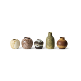 HKliving® - Ceramic 70's Small Vases - Pursuit - Set of 5 (AVC0003)