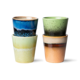 HKliving® - Ceramic 70's Ristretto Mugs - Set of 4 (ACE7064)